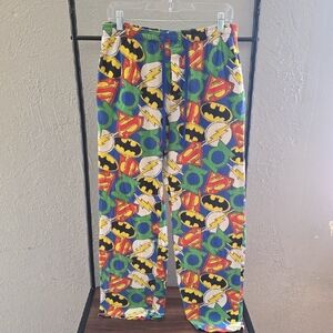 Mens Superhero Logo Justice League Cotton Pajama Pants - Multicolor